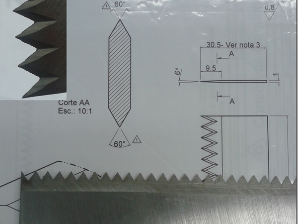 FACA DENTADA PARA EMBALAGEM